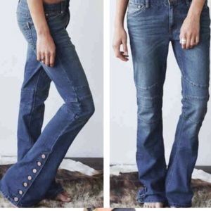 FREE PEOPLE Flare Moto Jeans